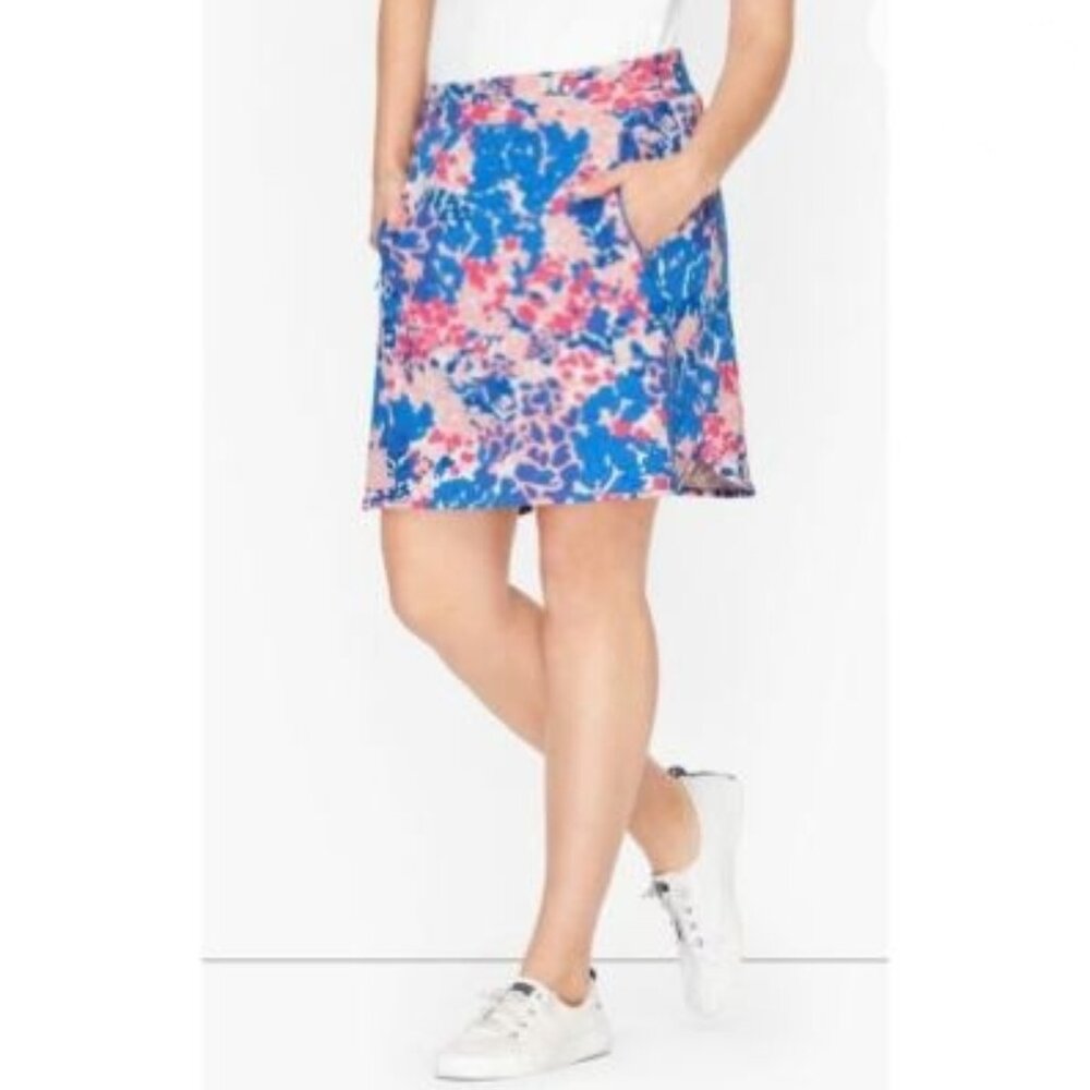 NWT T by Talbots Pink Blue Spring Garden Floral Stretch Skort - MP
